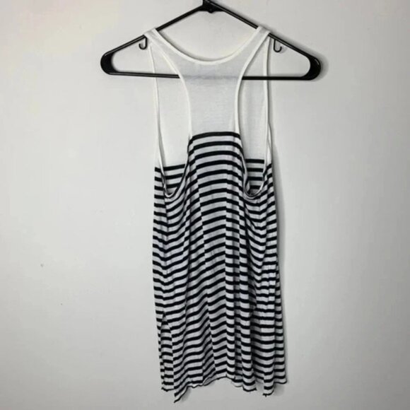 Aritzia Wilfred Tank Top Striped Racerback Side Split Hem White Black Size XS - Picture 9 of 11